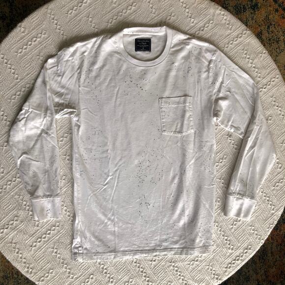 Abercrombie & Fitch Long Sleeve Paint Splatter Pocket Tee Shirt Men’s XS - Picture 1 of 7
